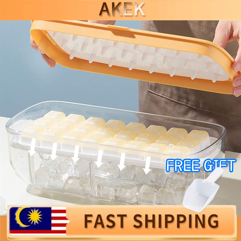 [IN STOCK ] 48HOLES  Double Layer Ice Cube Maker Quick Freezer Tray Mold Mould  Ice Box Tray With ice scraper Tools