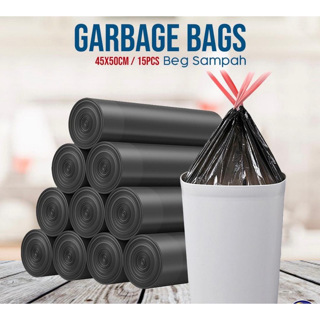 SALE ! 45x50cm Garbage Bags office Cleaning Trash Bags With Rope 15pcs ...