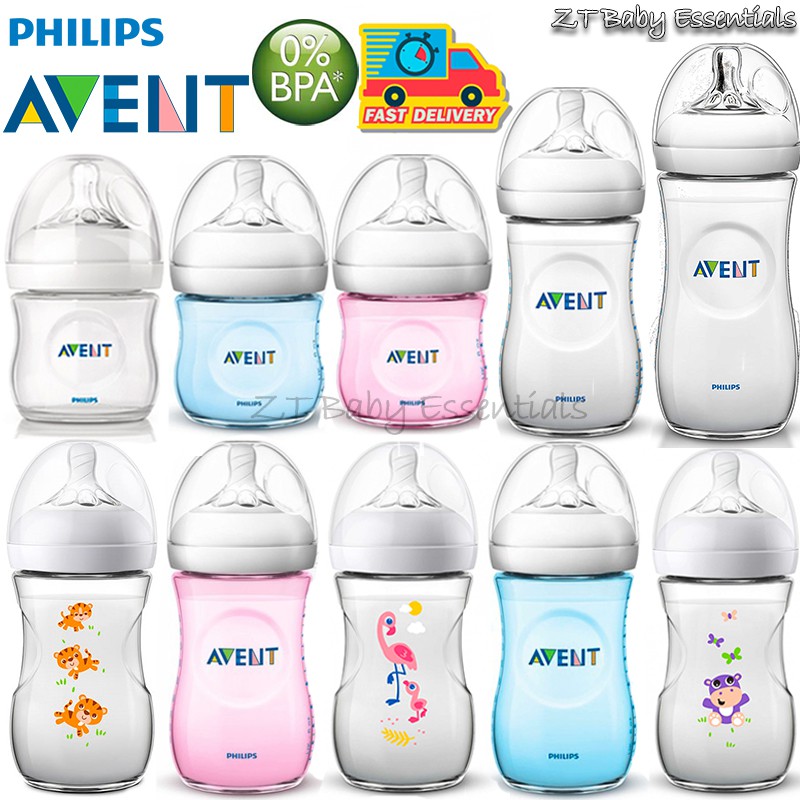 🔥HOT🔥 AVENT Natural Bottle 4 oz / 9 oz / 11 oz Clear / Blue / Pink