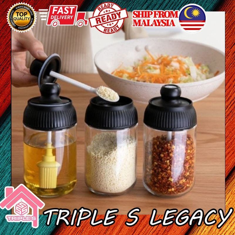 Seasoning Jar Spice Container Bekas Rempah Ratus Bekas Garam Gula Spoon Type Jenis Kaca Airtight Spice Container