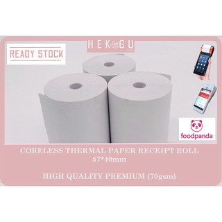 [READY STOCK]Coreless Thermal Paper Roll 57mm x40mm (FoodPanda, Credit Card/POS Machine) Kertas Resit Receipt Cash Paper