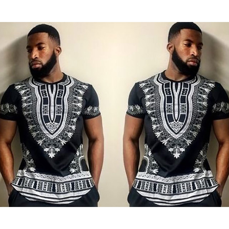 Fashion African Tribal Shirt Men Dashiki Succinct Hippie Top Short