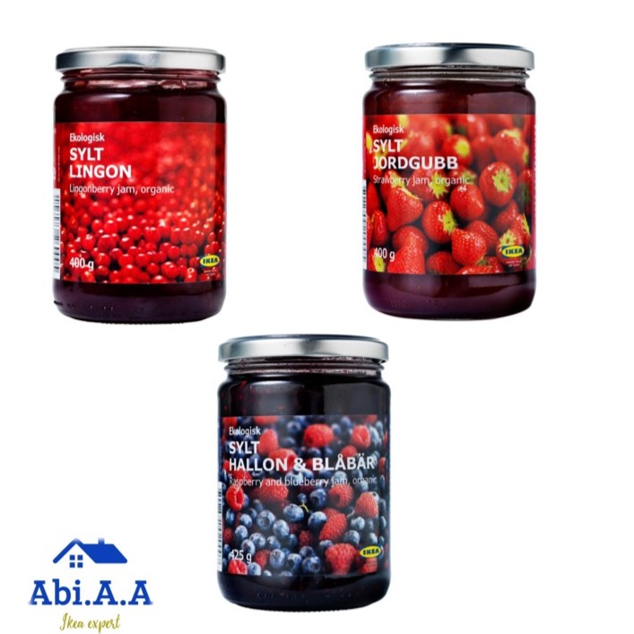  IKEA  SYLT ORGANIC JAM  LINGONBERRY RASPBERRY BLUEBERRY 