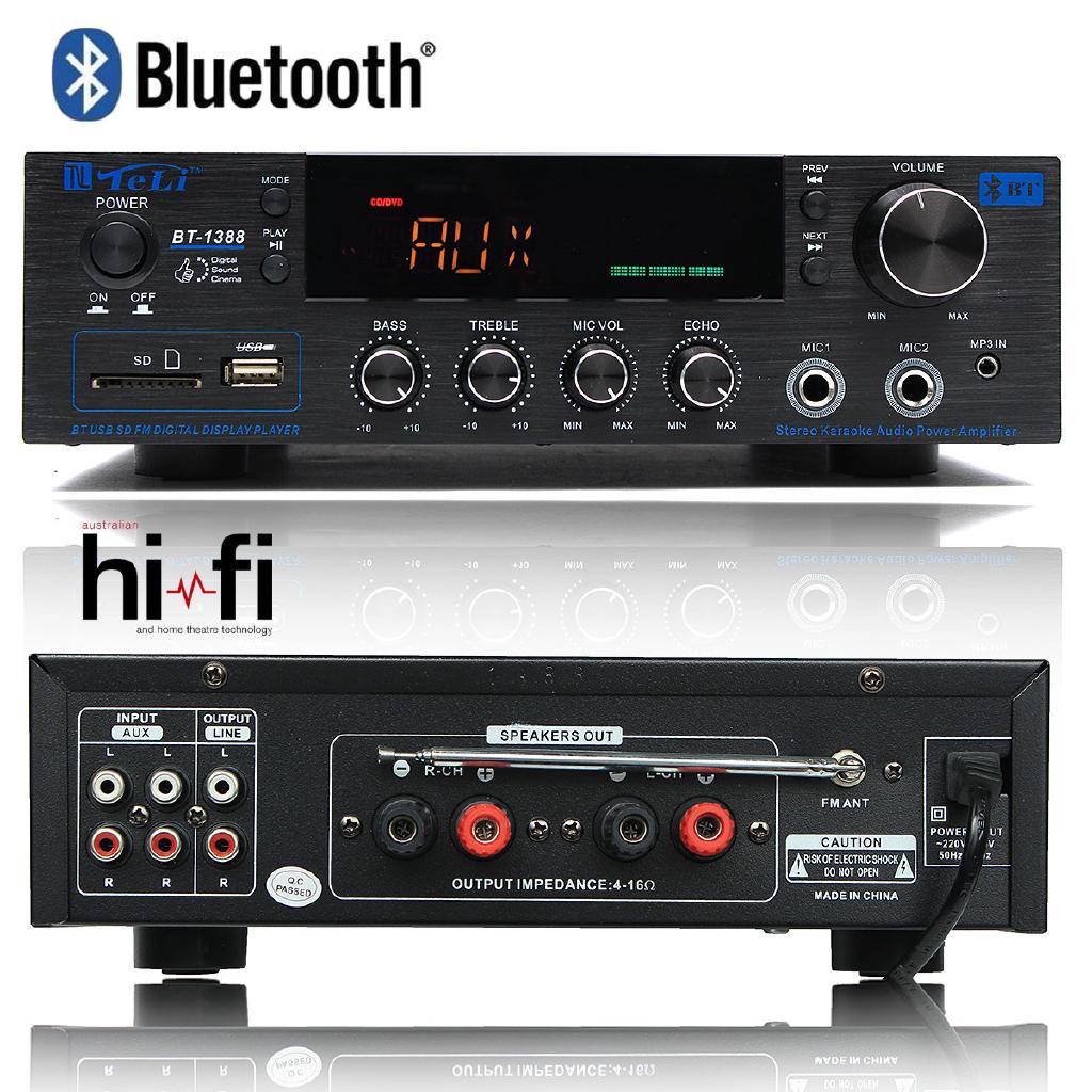 bluetooth Stereo Amplifier HiFi Audio Power Remote Control Headphone