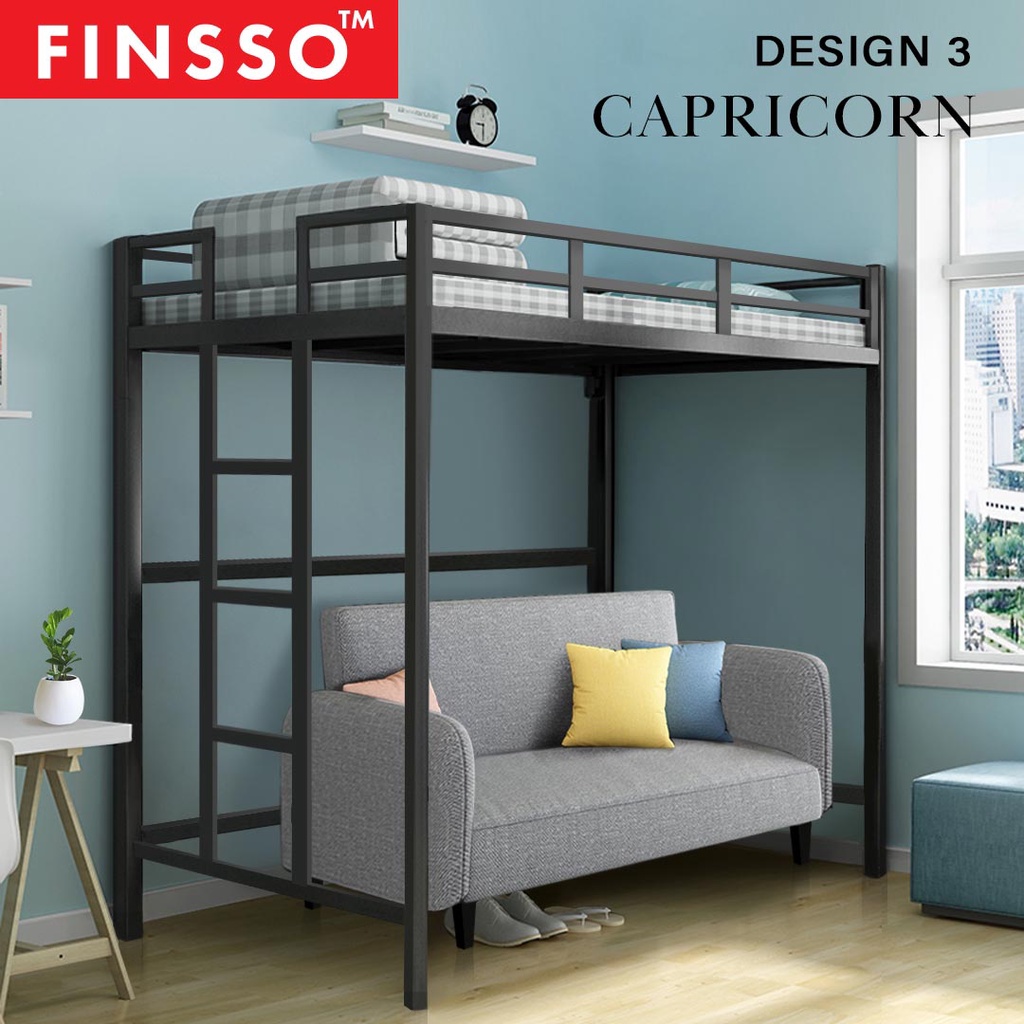 FINSSO: Echo Loft Single or Queen Size Metal Bed Frame / Katil Besi