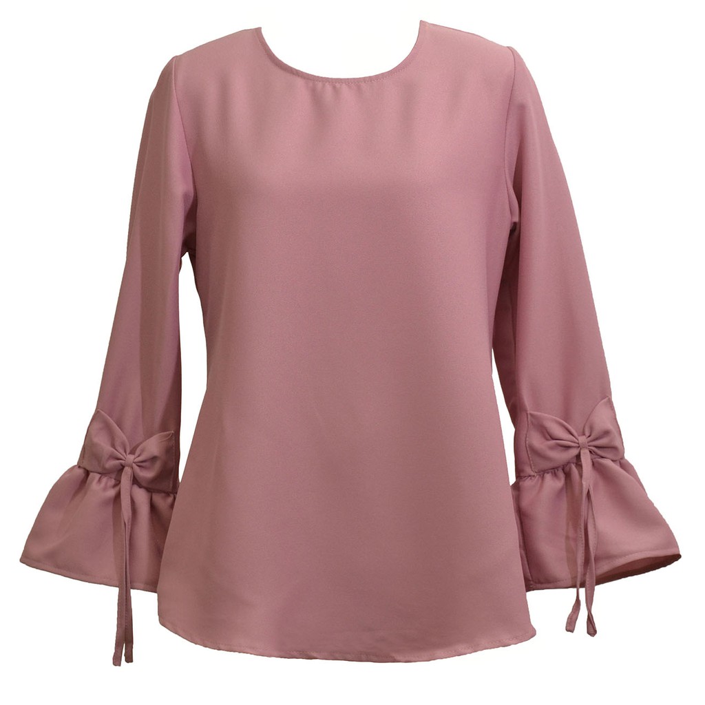 Muslimah Bell Sleeve Basic Cotton Blouse  Shopee Malaysia