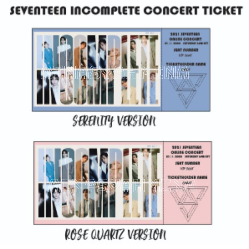 ‼️SEVENTEEN INCOMPLETE ONLINE CONCERT TICKET 2021 (FANMADE / FANKIT) ‼️