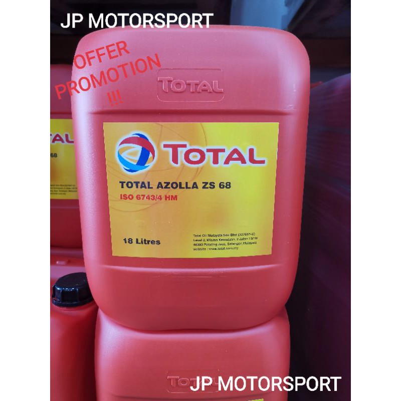 100 ORIGINAL TOTAL AZOLLA ZS 68 18 LITERS HYDRAULIC OIL Shopee Malaysia