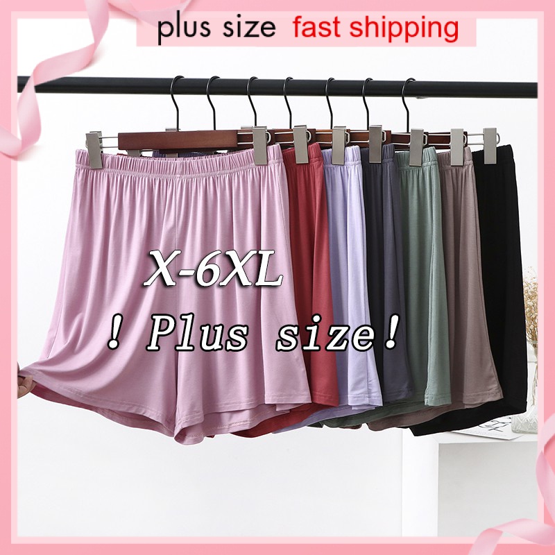 XL-6XL❗️Plus size❗️Modal Shorts Women Summer loose thin wide leg trousers high waist【READY STOCK】
