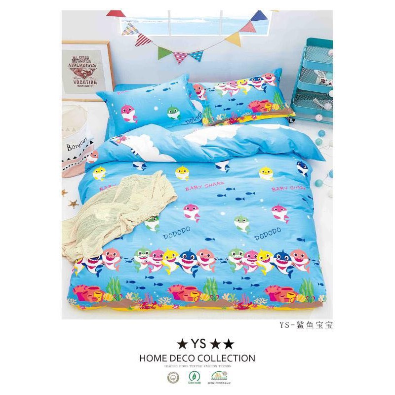 Matahari Fitted Bed Sheet Set 100 Cotton Baby Shark Homemade