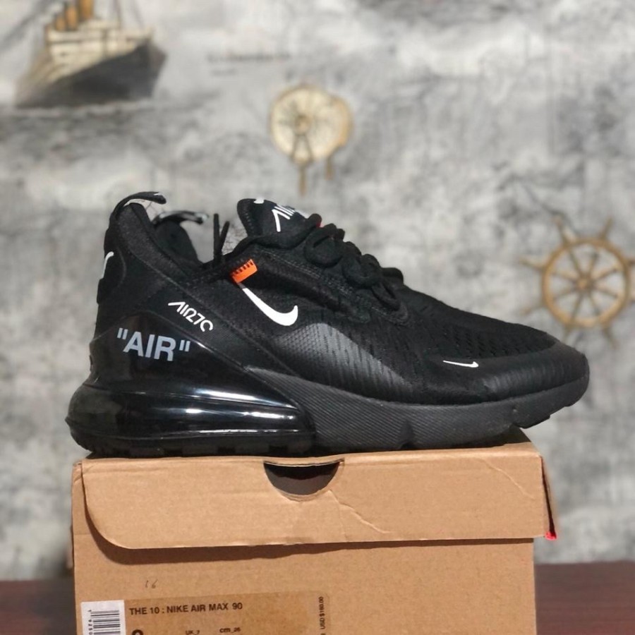 Nike Air Max 270 Off White Triple Black Shoes Shopee Malaysia