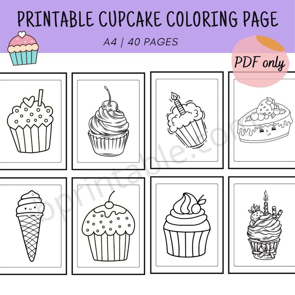 printable cupcake coloring pages