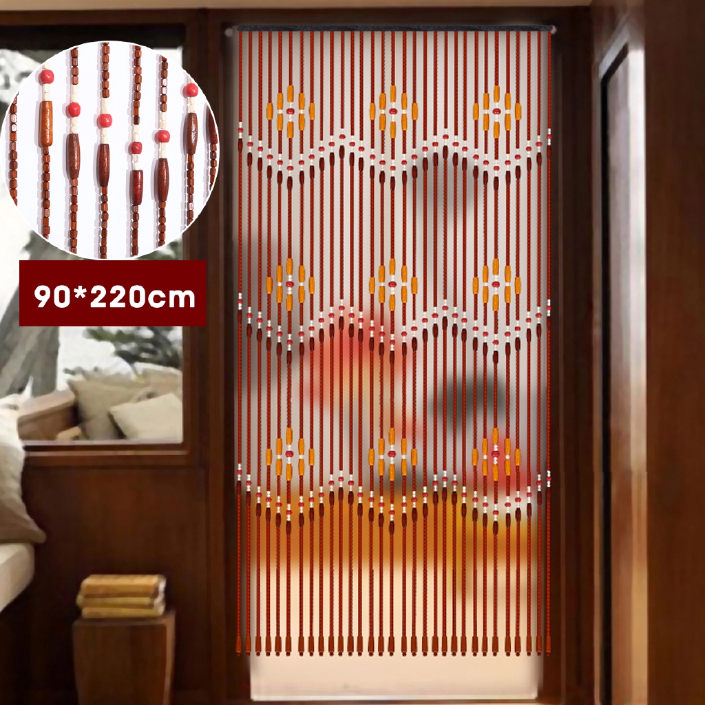 90x220cm 31 Line Wooden Bead Door Curtain Screen Blinds Fly