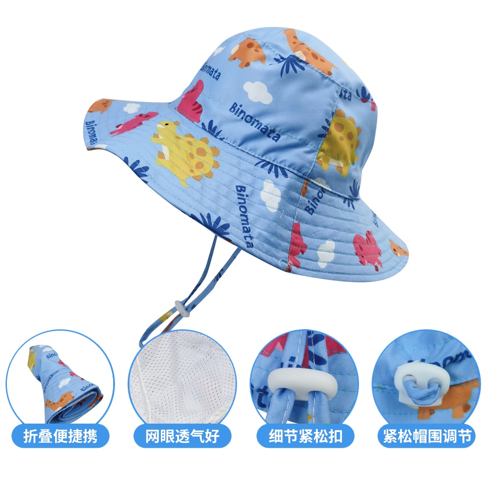 Animal Cotton Beach Cap for Infant Children Girls Boys Age 1-5 Toddler Bucket Hat with Adjustable Chin Strap UPF 50 Baby Summer Hat Sun Protection 
