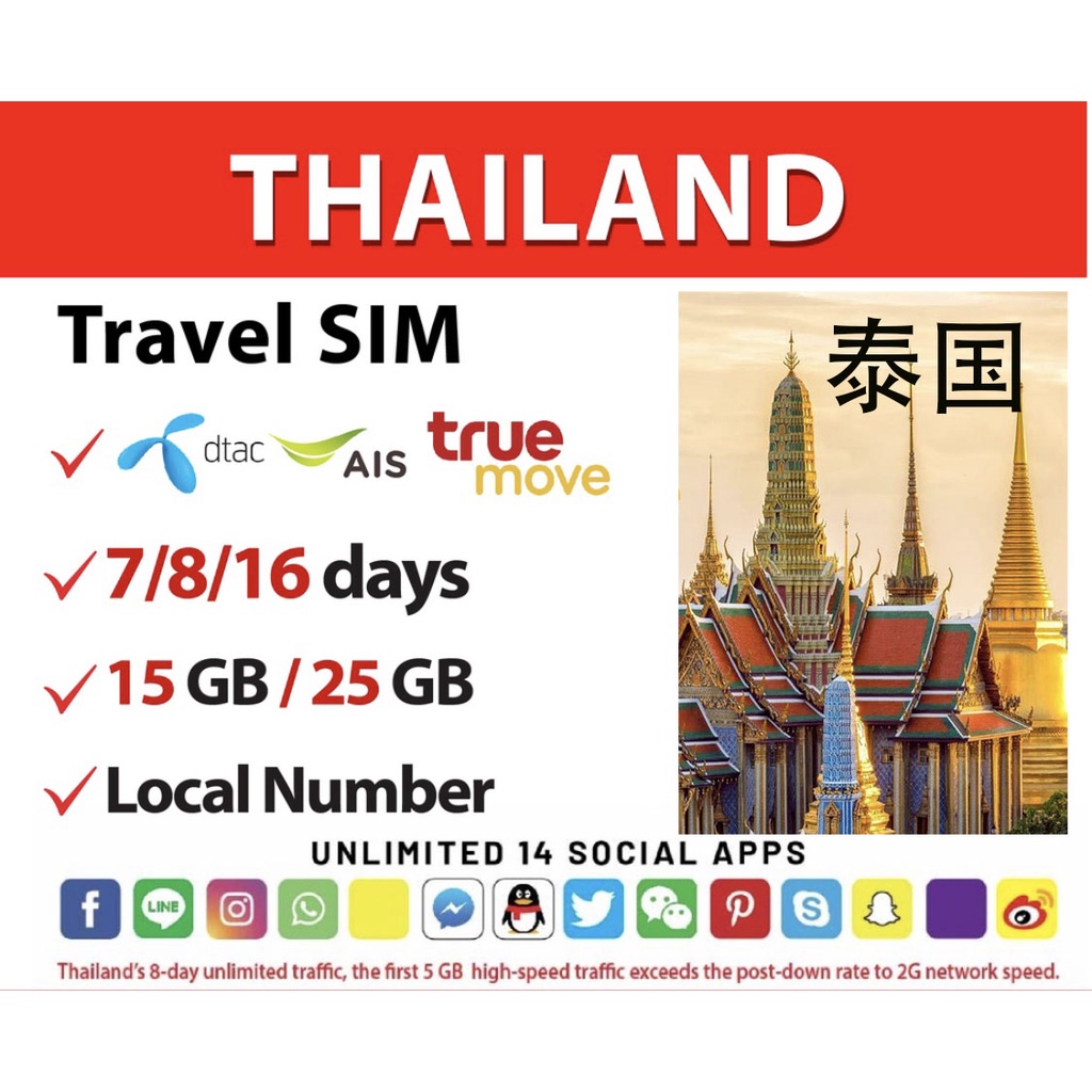Thailand Travel Prepaid Sim Card Shopee Malaysia