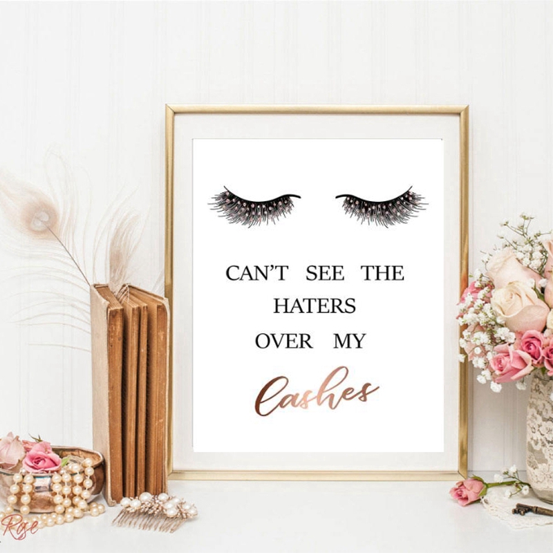 Eyelashes Quote Makeup Wall Art Canvas Painting Living Room