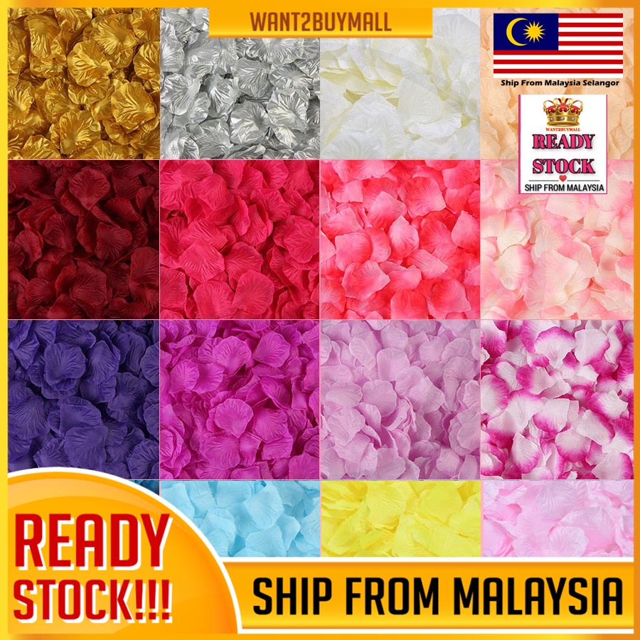 ?? ?Malaysia Ready Stock? 100pcs Wedding Valentine Birthday Party Decoration Fake Flower Artificial Rose Petals 玫瑰花瓣