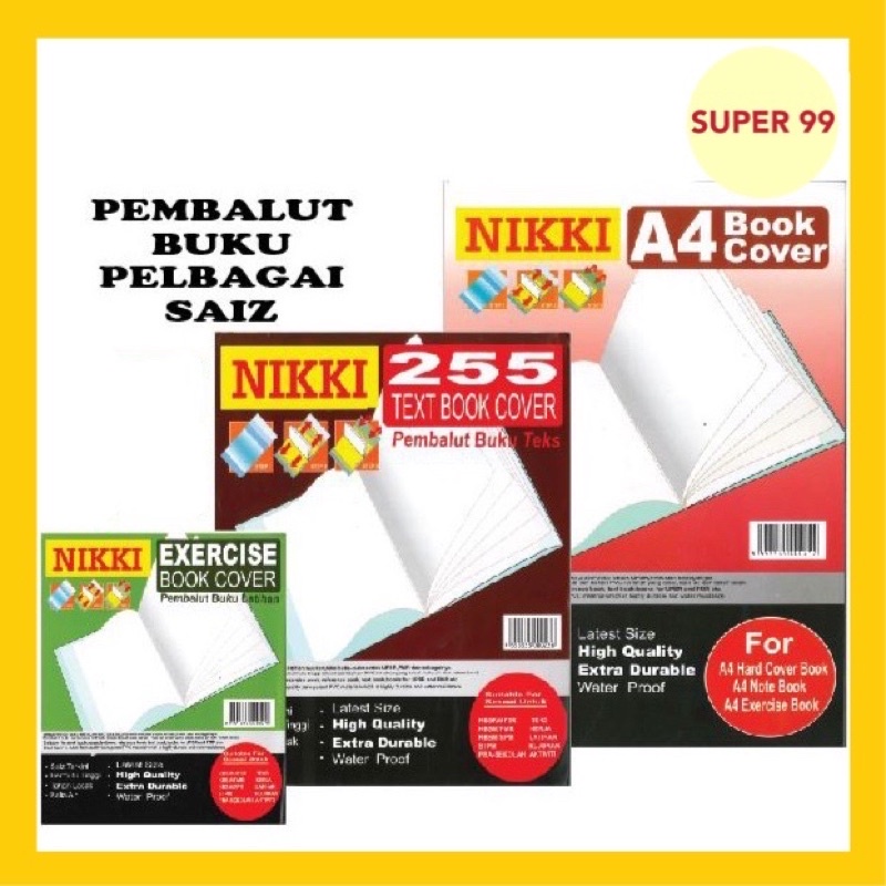 Ready Stock Pembalut Buku Nikki A4 Buku Teks Buku Latihan