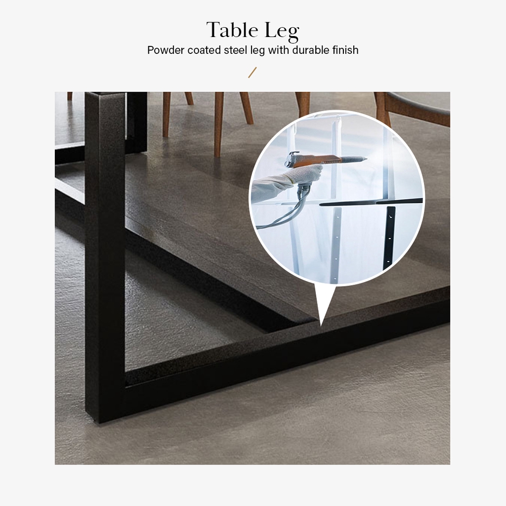 FINSSO: LEIA Solid Rubber Wood Steel Leg Dining Table / Office Table / Meja Makan / 餐桌