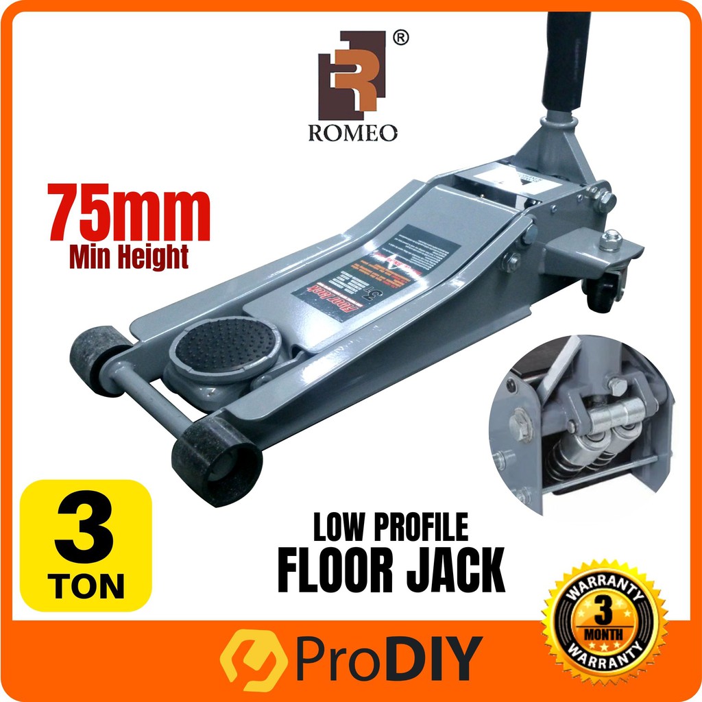 Romeo Heavy Duty 3 Ton Double Pump Low Profile Hydraulic Floor