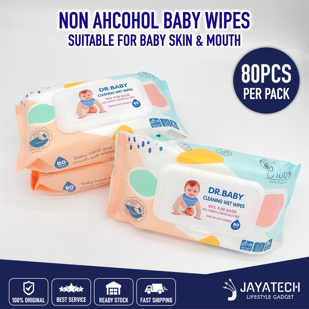 80PCS NON ALCOHOL BABY WIPES / BABY WET TISSUE ANTI BACTERIAL ALCOHOL FREE WET TISSUE / TISU BASH BAYI / TISSUE BASAH