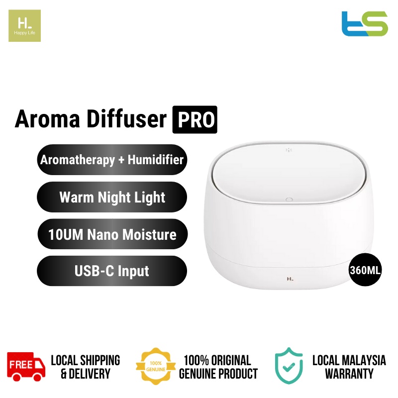 Happy Life HL Pro Humidifier Air Aromatherapy Aroma Diffuser 3 in 1 360ml Portable USB-C Charging Port Night light