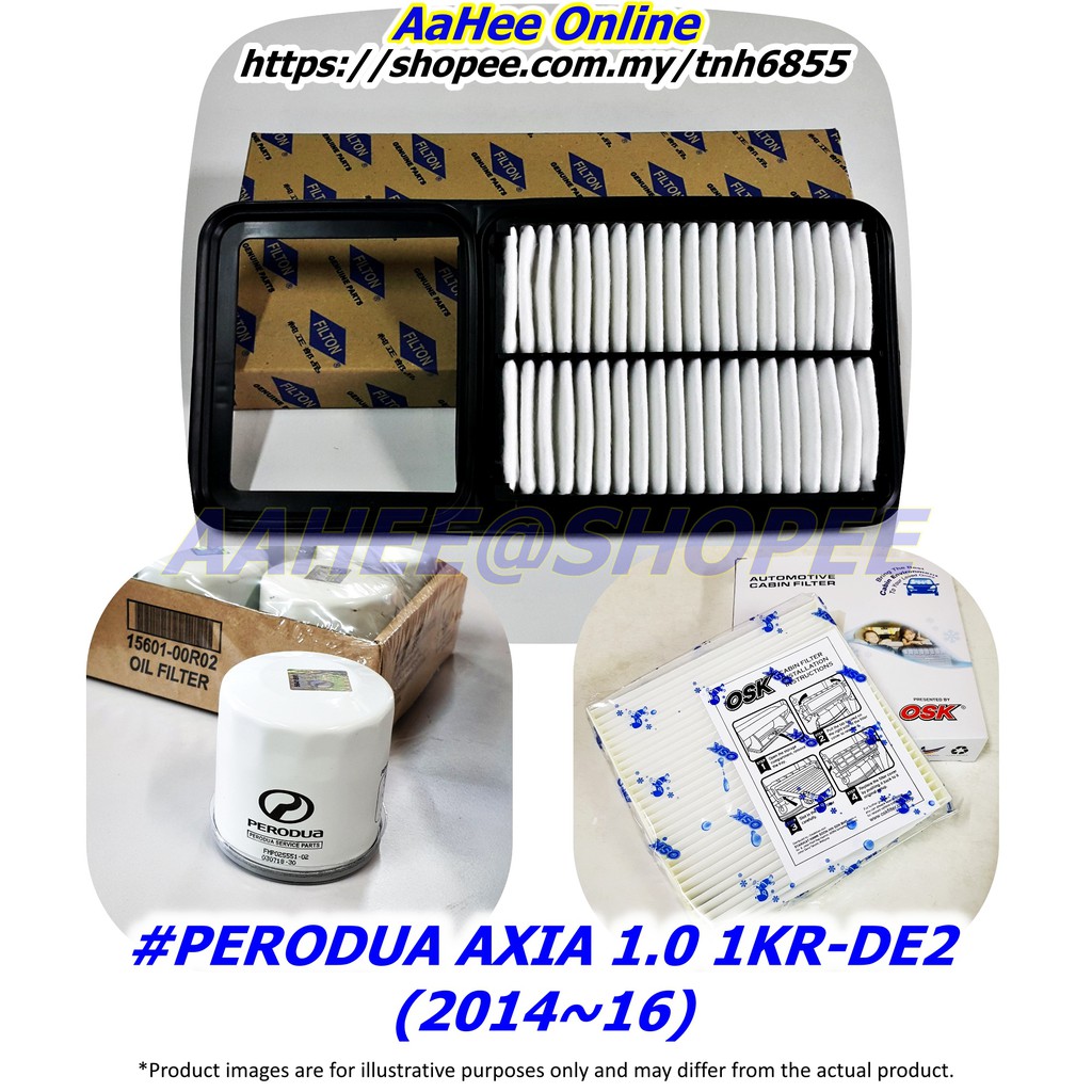 Air/Oil/Aircond Cabin Filter for Perodua Axia 2014 1KR-DE2 