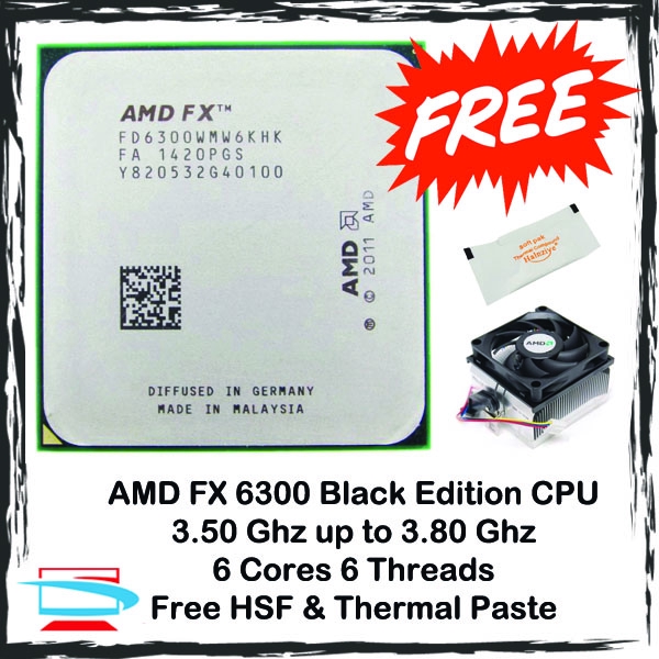 Amd Fx 6300 Black Edition 3 50 Ghz Up To 3 80 Ghz 6 Cores 6 Thread Socket Am3 Cpu Processor Fx6300 Fx 6300 Shopee Malaysia