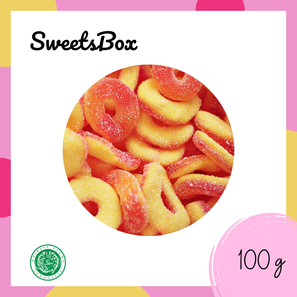 Sweetsbox | Haribo Peach Rings 100g - Tasty Halal Candy Gummy Gula-Gula ...