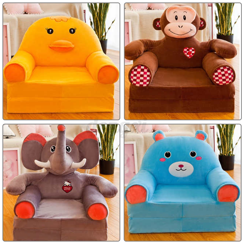 HeavenlyBeds Cartoon Animal Kids Foldable Chair Armchair Sofa Children Lounger Bed Playroom Princess Pink 