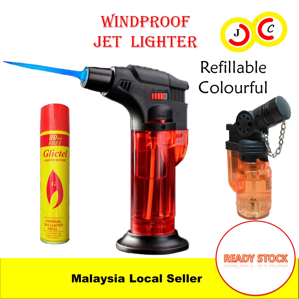 GLICTEL Wind-Proof Strong Jet Flame Lighter Torch Lighter Refillable Pemetik Api Murah Api Tajam 大支防风打火机