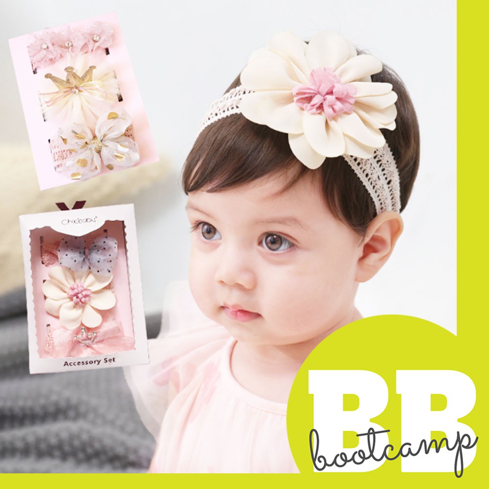 Baby Girl Soft Cute Headband Hair Accessories Set (3in1 Set) Suitable for 618 Months Shopee