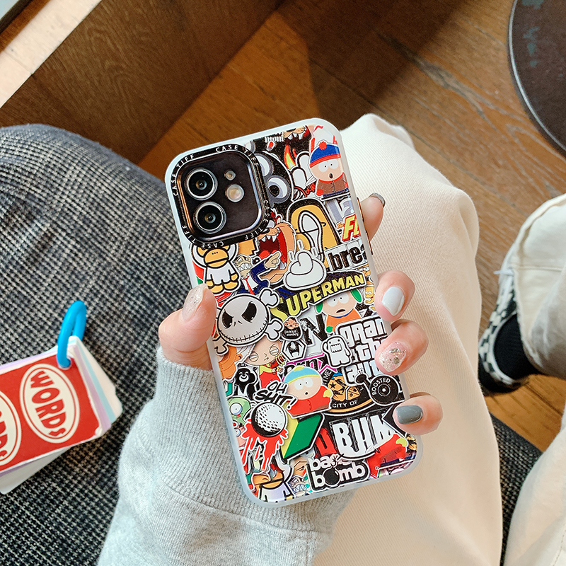 One Piece Q Version Casing Iphone Case For 13 Pro Max 12 Pro Max 7 8 Plus Xr X Xs Max 11 Pro Max Se Anime Design Full Lens Protection Matte Vacuum Plating High