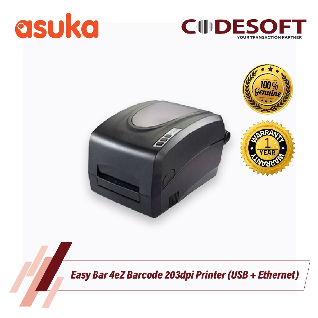 Code Soft Easy Bar 4eZ Barcode 203dpi Printer (USB + Ethernet)