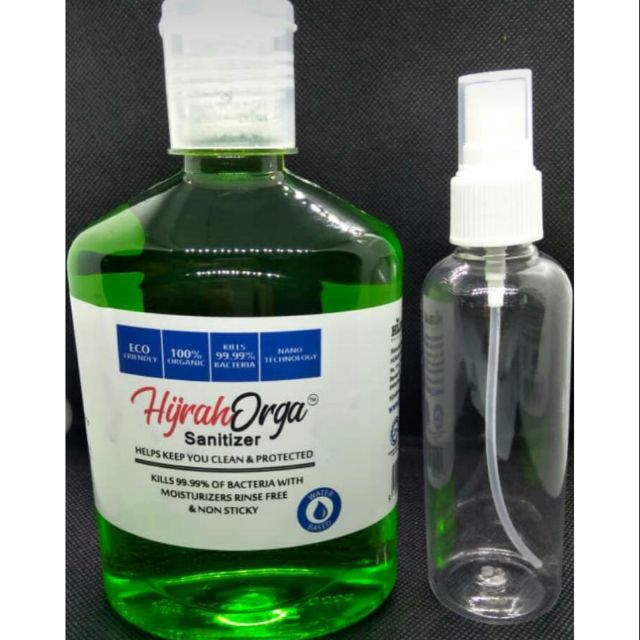 SANITIZER ORGANIC 500ML FOC BOTTLE SPRAY