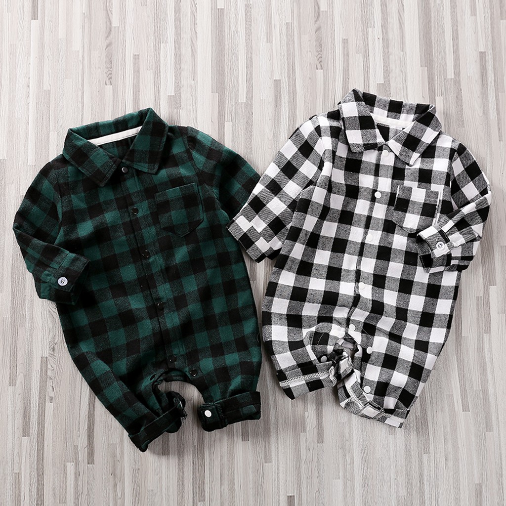  Baju  baby  rompers baby  clothing plaid long sleeve cotton 
