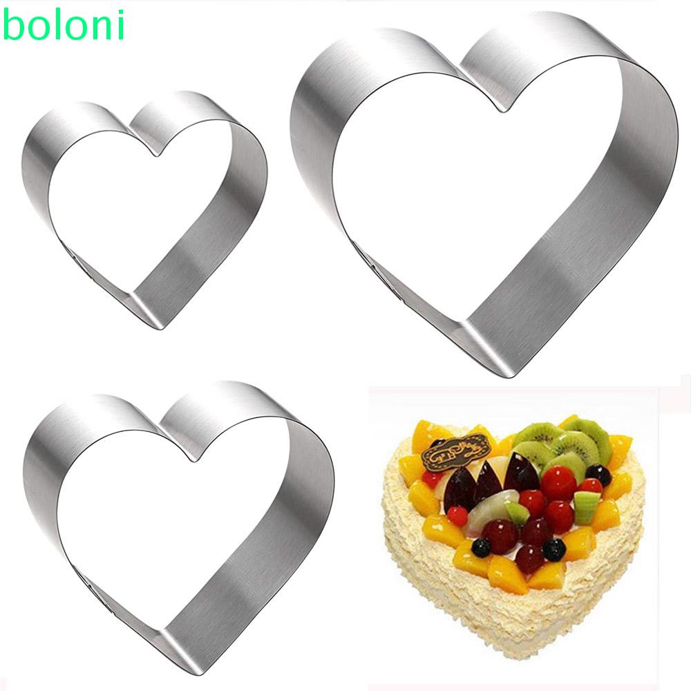 [COD] 4/6/8 Inch Heart Cake Mold Stainless Steel Pancake Mold Tart Ring Bakeware Pie Mousse Dessert Cutter Cake Tool Heart Shaped 3 pcs/set Cake Ring Set