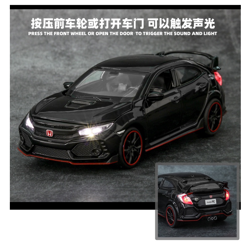 1/32 Alloy Diecast Model Vehicle Car Honda Civic Type R Model Toy Pull ...