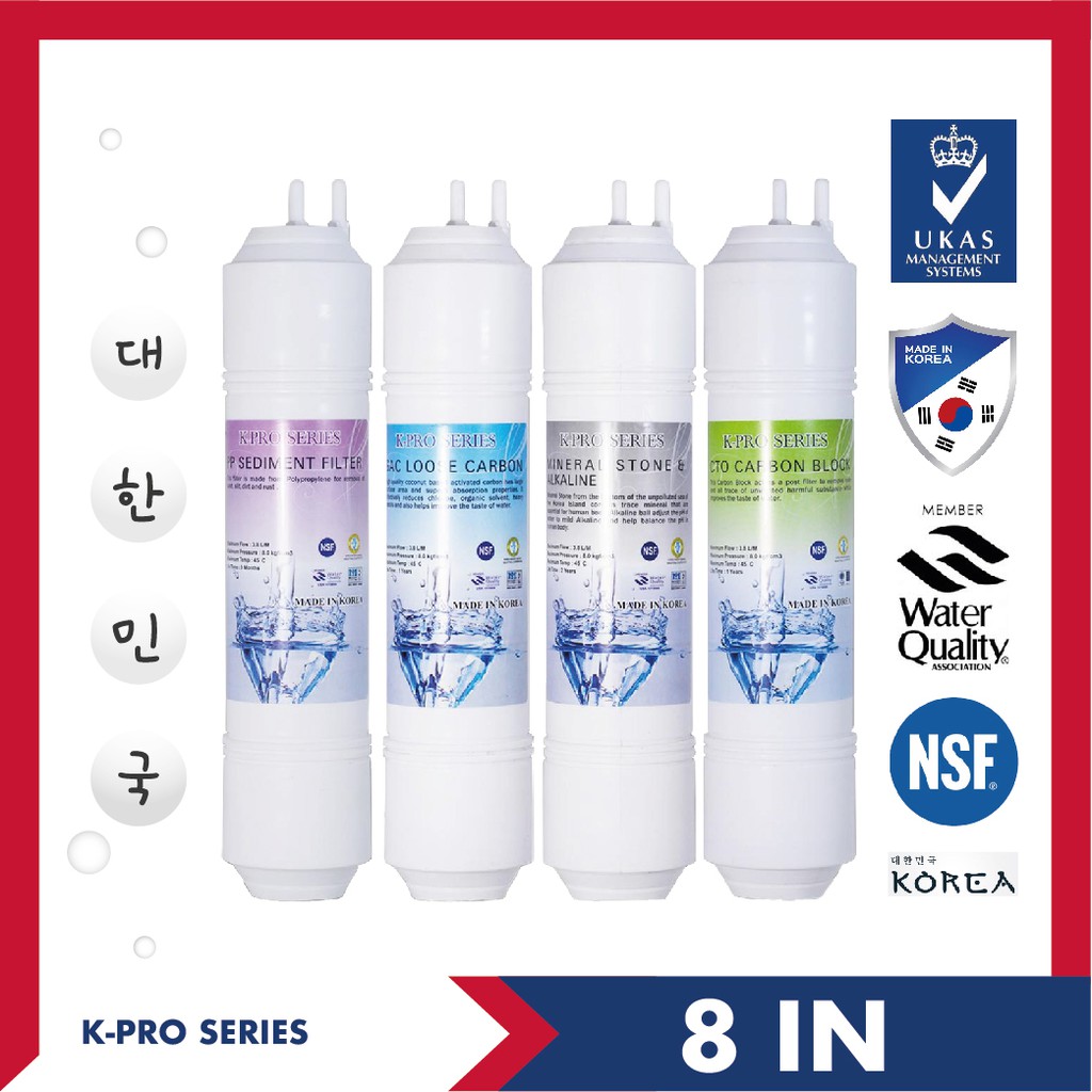 K Pro Water Filter 8" 4 Stage KPro Filter Cartridge Replacement U