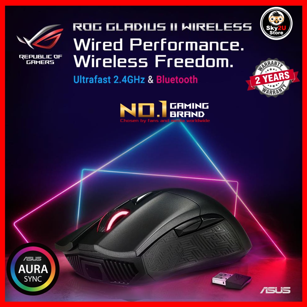 Asus P702 Rog Gladius Ii Wireless Rgb Optical Gaming Mouse With Dual Wireless Connectivity 2 4ghz Bluetooth Shopee Malaysia