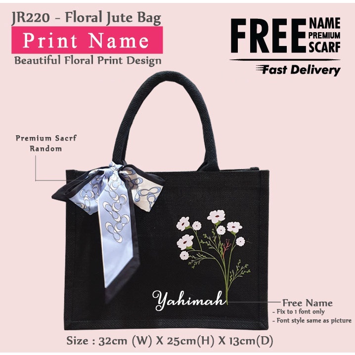 Buy Jute Bag with Name - Personalised Bag - Birthday Gift - Beg 