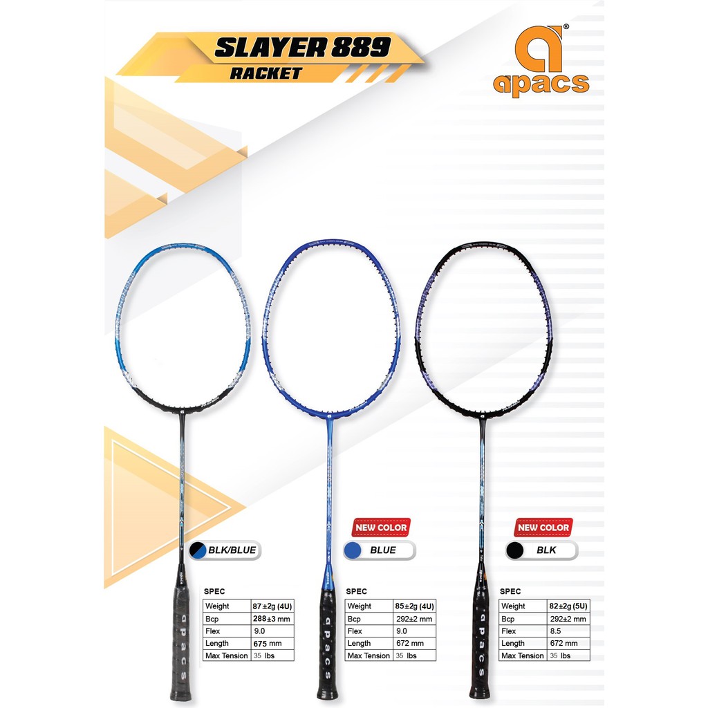 APACS Slayer 889 Badminton Racket 100% Authentic Racquet 35lbs Quick Swing Aero 