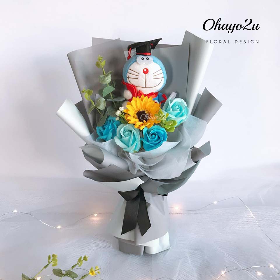 Soap Flower Graduation Flower Convo Bouquet 香皂花毕业花束 Doremon Lilo Stitch Hellokitty Shopee Malaysia