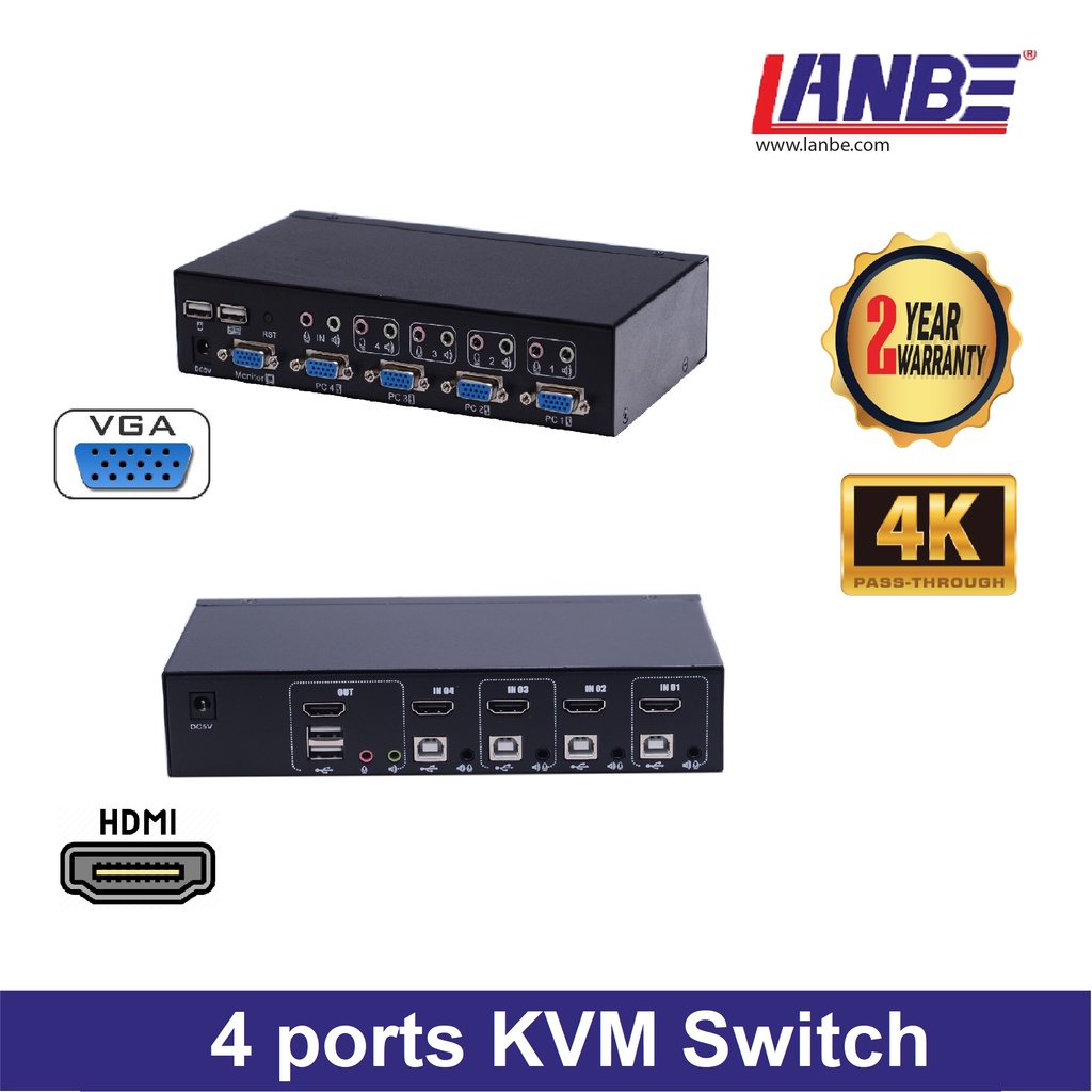 2  4 ports VGA HDMI KVM Switch (Lanbe LS-21JA LS-21HA AS-41UA AS-41HA) |  Shopee Malaysia