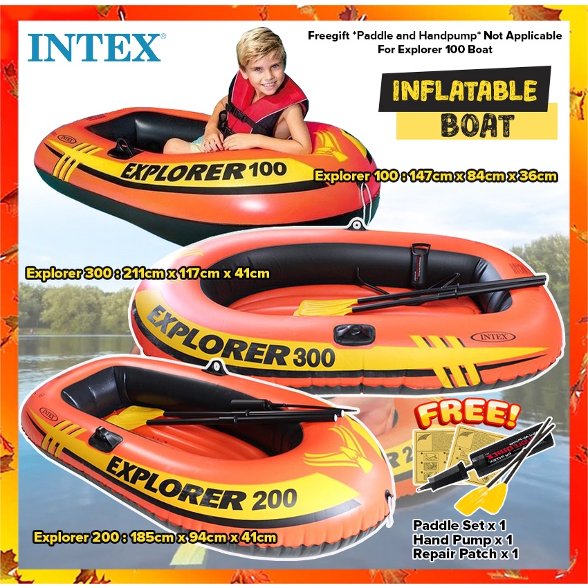 INTEX 58331 1.85M / 58332 2.11M / 58329 / 58354 Explorer Inflatable Double Kayak Canoe Float Boat Bot Mancing Bot Angin