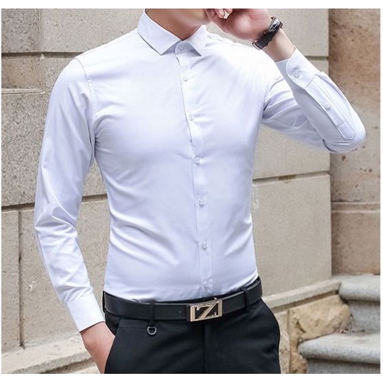 Kemeja Fit Lelaki Men Formal Button Smart Casual Plus Size Long Sleeve ...