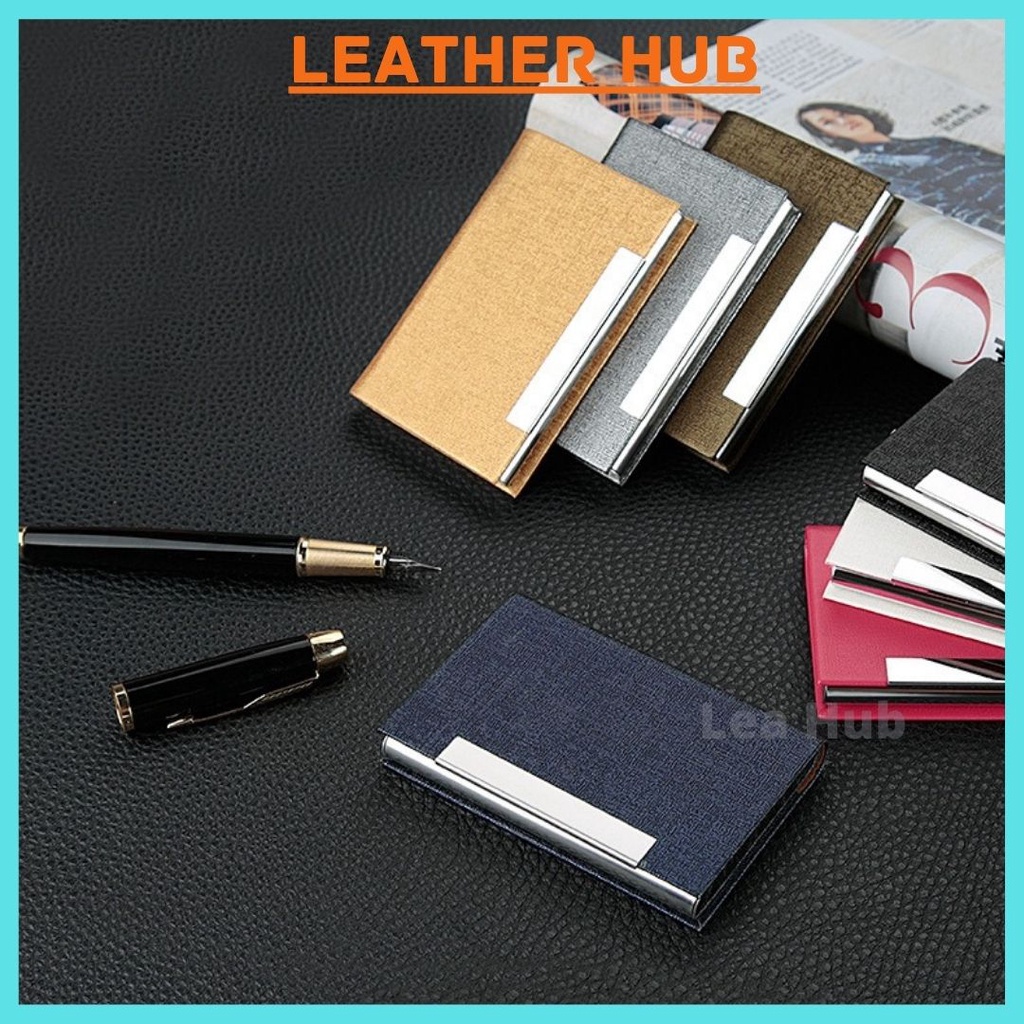 Business Name Card Box Leather Stainless Steel Luxury Korean Series
