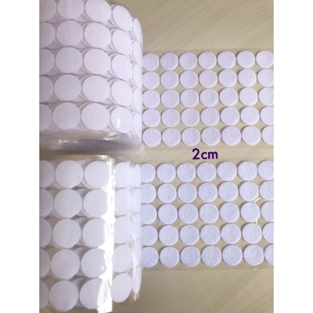 Ready Stock🇲🇾2cm (20mm) White Velcro Dot with Adhesive Sticker Shopee