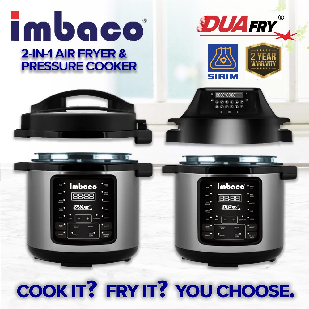 Imbaco DUAFRY 2-in-1 Multifunction Air Fryer & Pressure Cooker AFPC-6 Fully Digital 15 Preset Mode (6.0L)