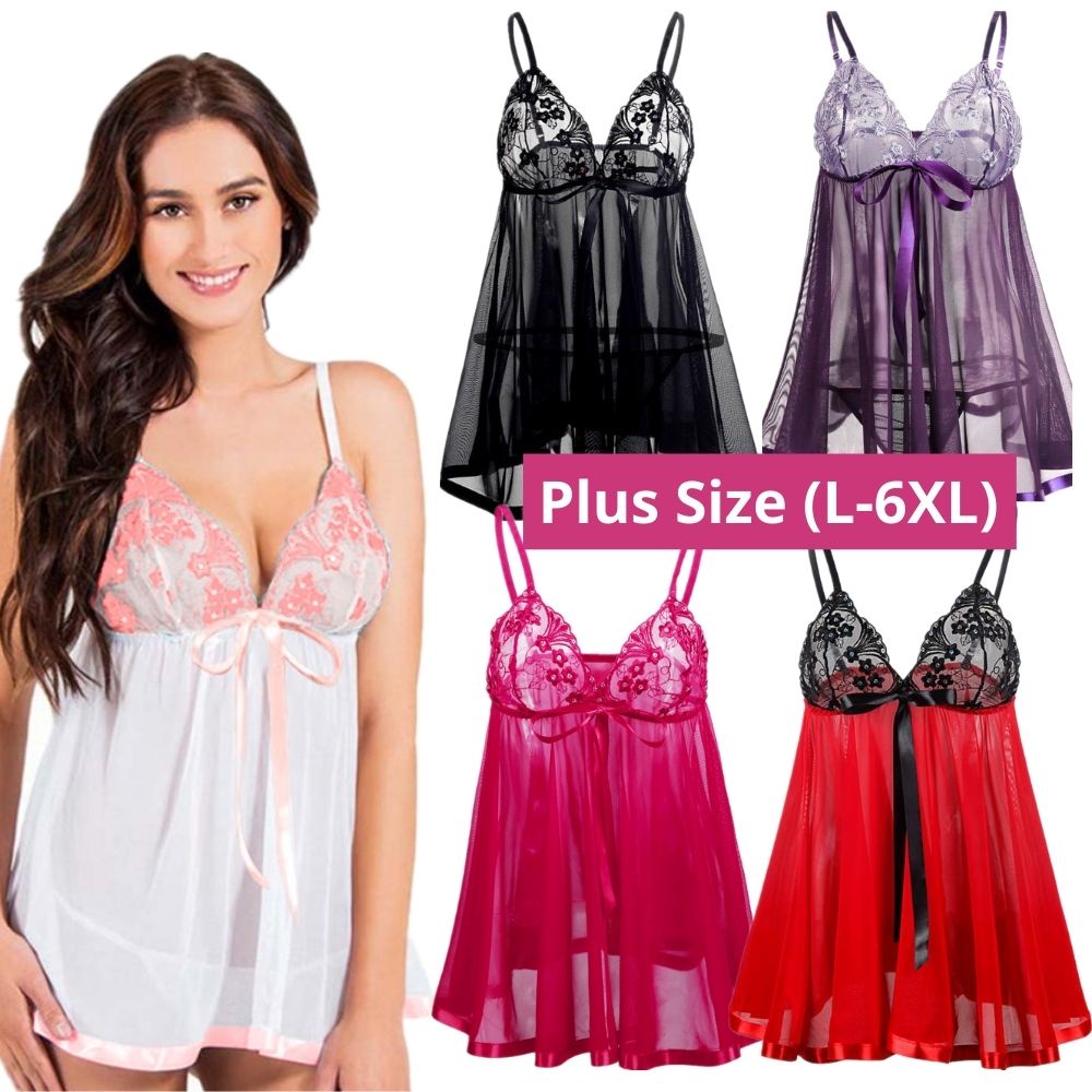 Ready Stock Plus Size Sexy Lingerie Sexy Sleepwear Sexy Nightwear Sexy Pyjamas Baju Tidur Perempuan L-6XL PS040